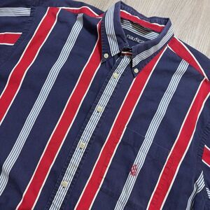 Vintage Nautica Vertical Striped Shirt Men's Extra Large XL 90s‎ Button Down